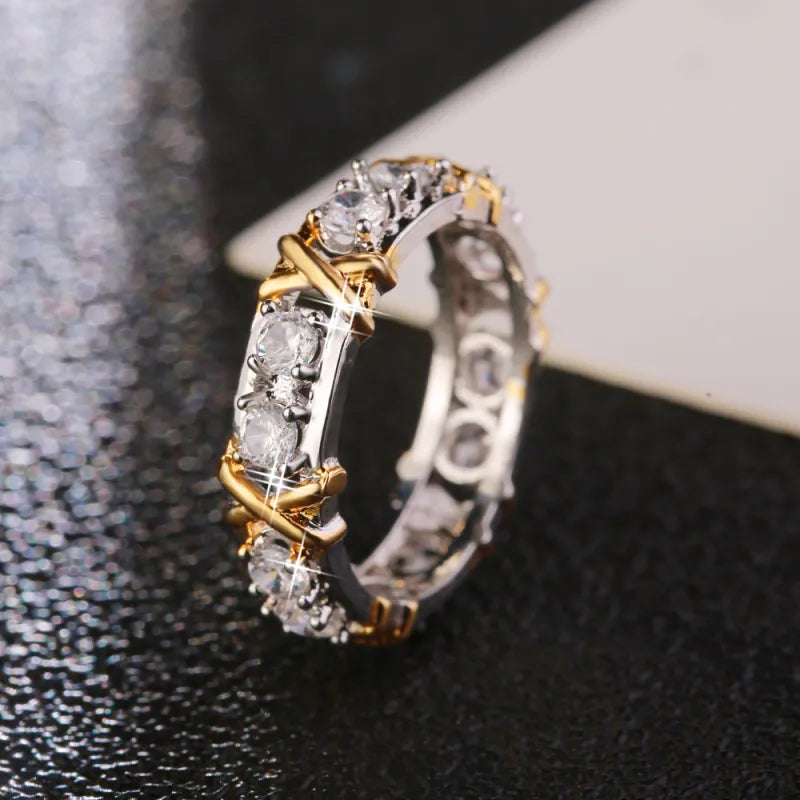 Women's Gold Plated Sepia Set Zircon Ring
