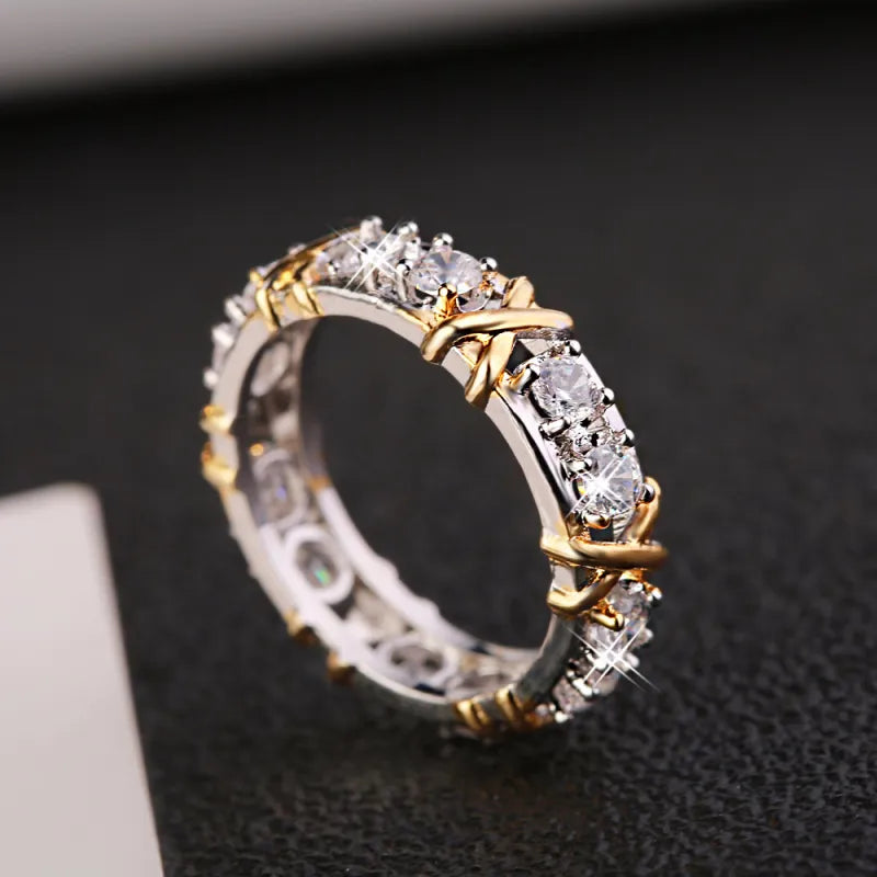 Women's Gold Plated Sepia Set Zircon Ring