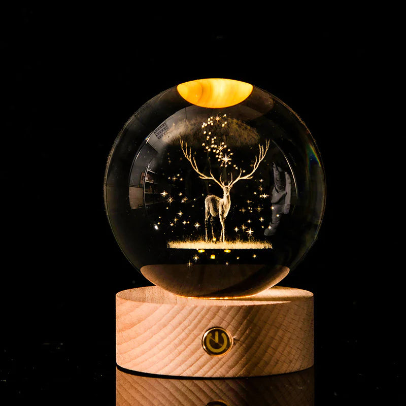 3D Laser-Etched Crystal Ball