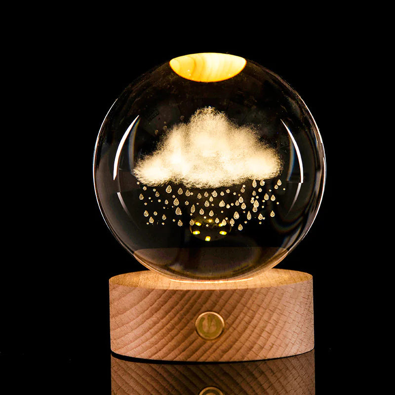 3D Laser-Etched Crystal Ball