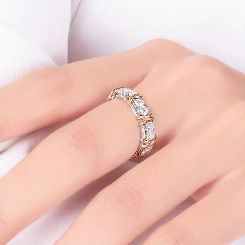 Women's Gold Plated Sepia Set Zircon Ring