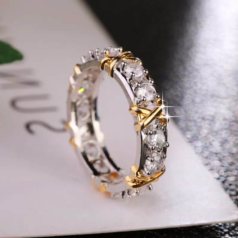 Women's Gold Plated Sepia Set Zircon Ring