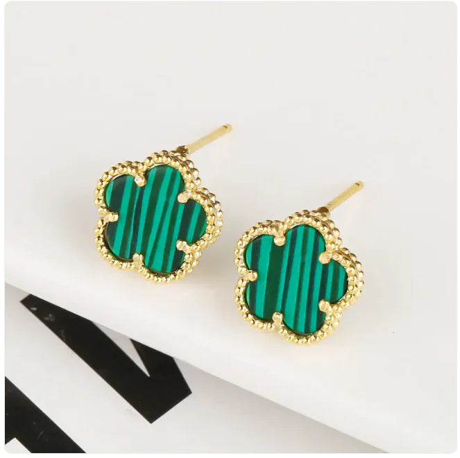 Five-Petal Stone Earrings