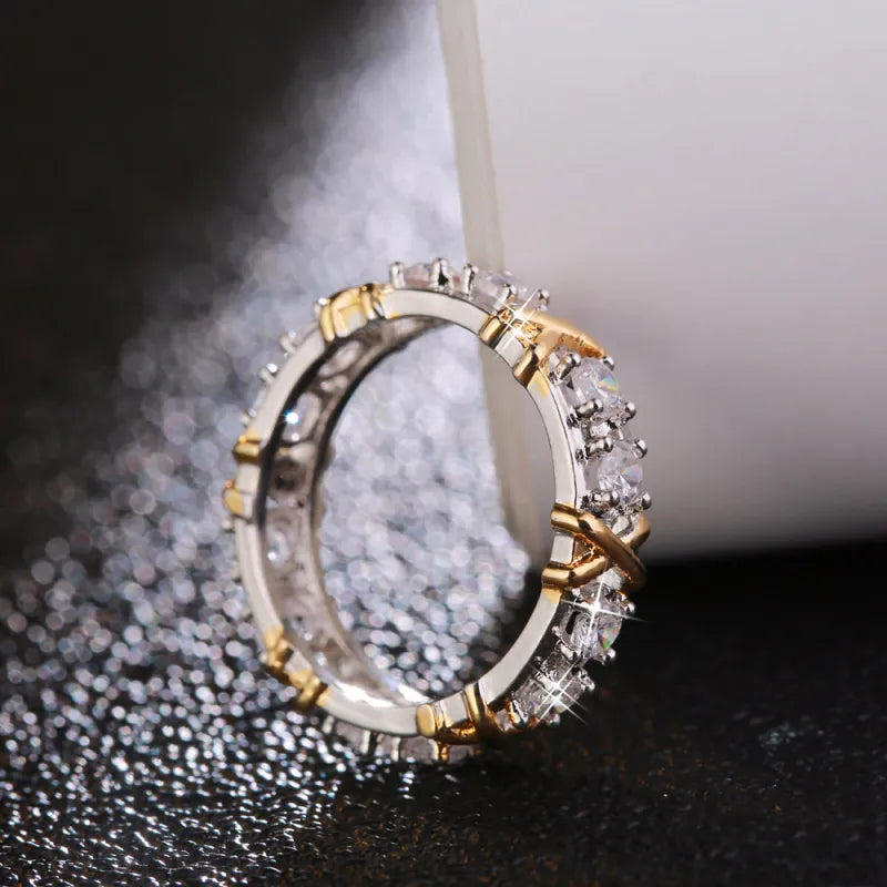 Women's Gold Plated Sepia Set Zircon Ring