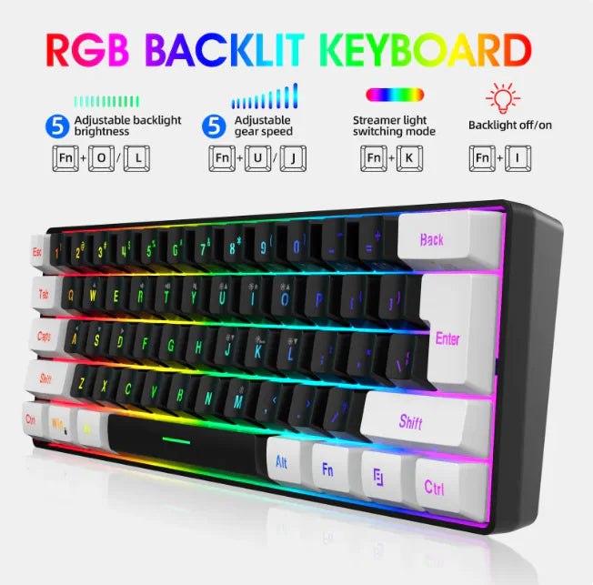 Compact 61-Key Wired Membrane Keyboard