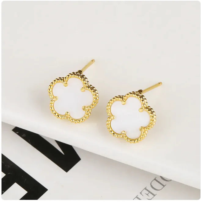 Five-Petal Stone Earrings