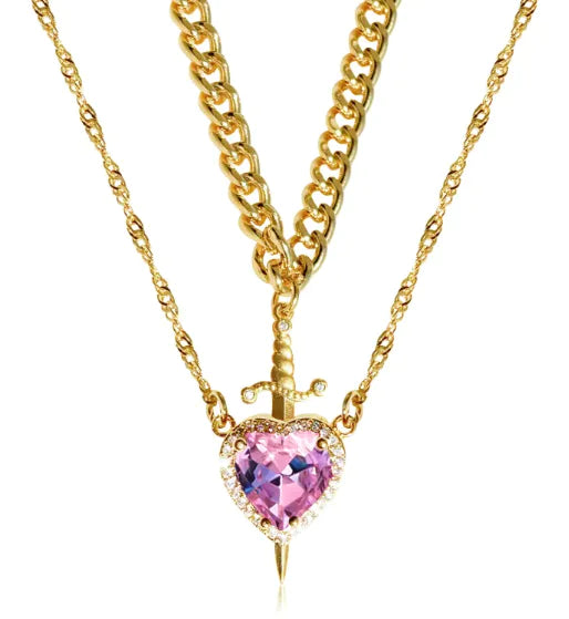 Gothic Punk Heart Dagger Necklace