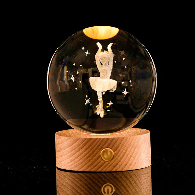 3D Laser-Etched Crystal Ball