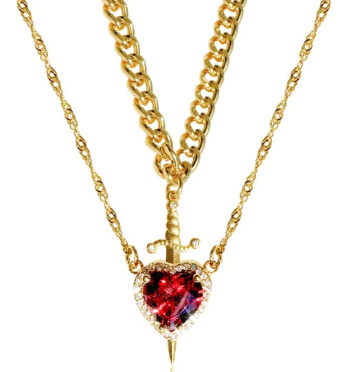 Gothic Punk Heart Dagger Necklace