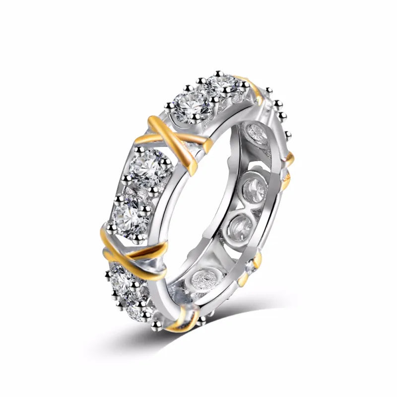 Women's Gold Plated Sepia Set Zircon Ring