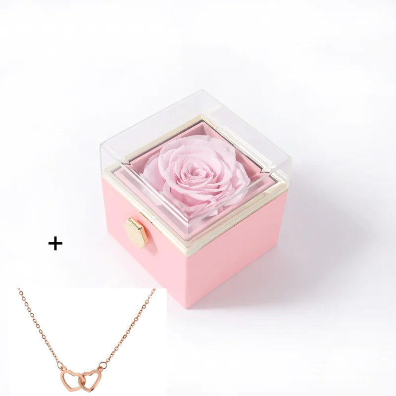 Double Heart Eternal Flower Necklace Set
