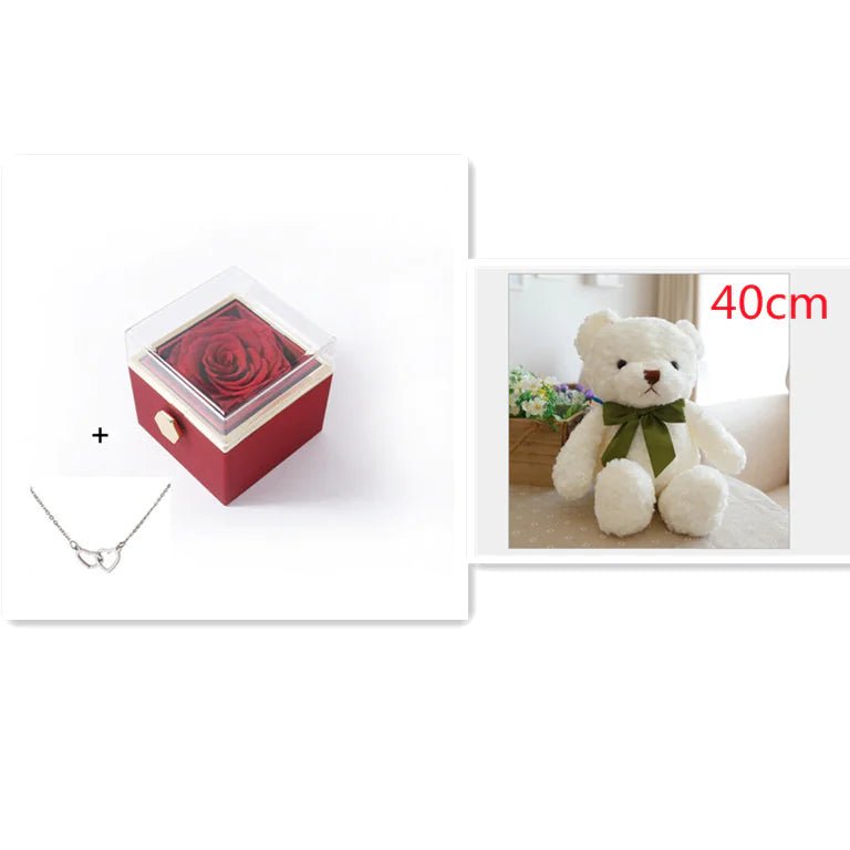 Double Heart Eternal Flower Necklace Set