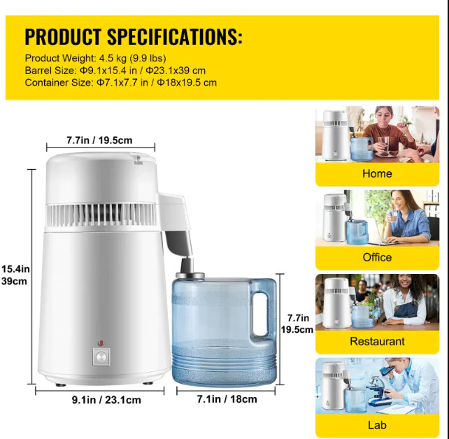 4L Stainless Steel Dental & Medical Water Distiller – Pure Water System