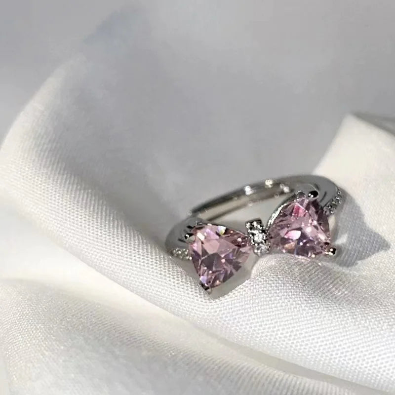 Pink Bow Zircon Princess Ring