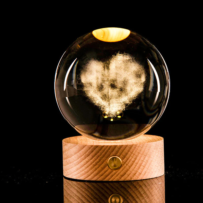 3D Laser-Etched Crystal Ball