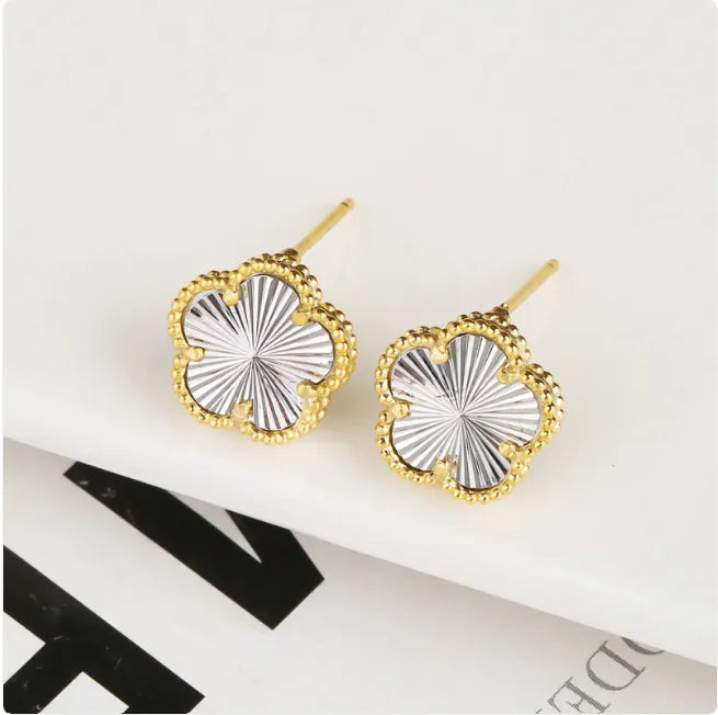 Five-Petal Stone Earrings