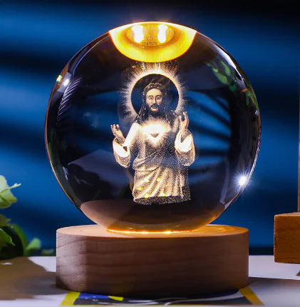 3D Laser-Etched Crystal Ball