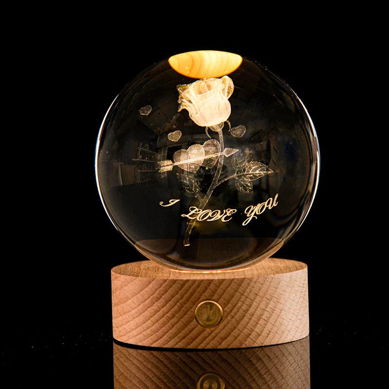 3D Laser-Etched Crystal Ball