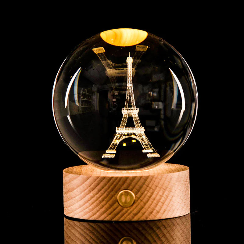 3D Laser-Etched Crystal Ball