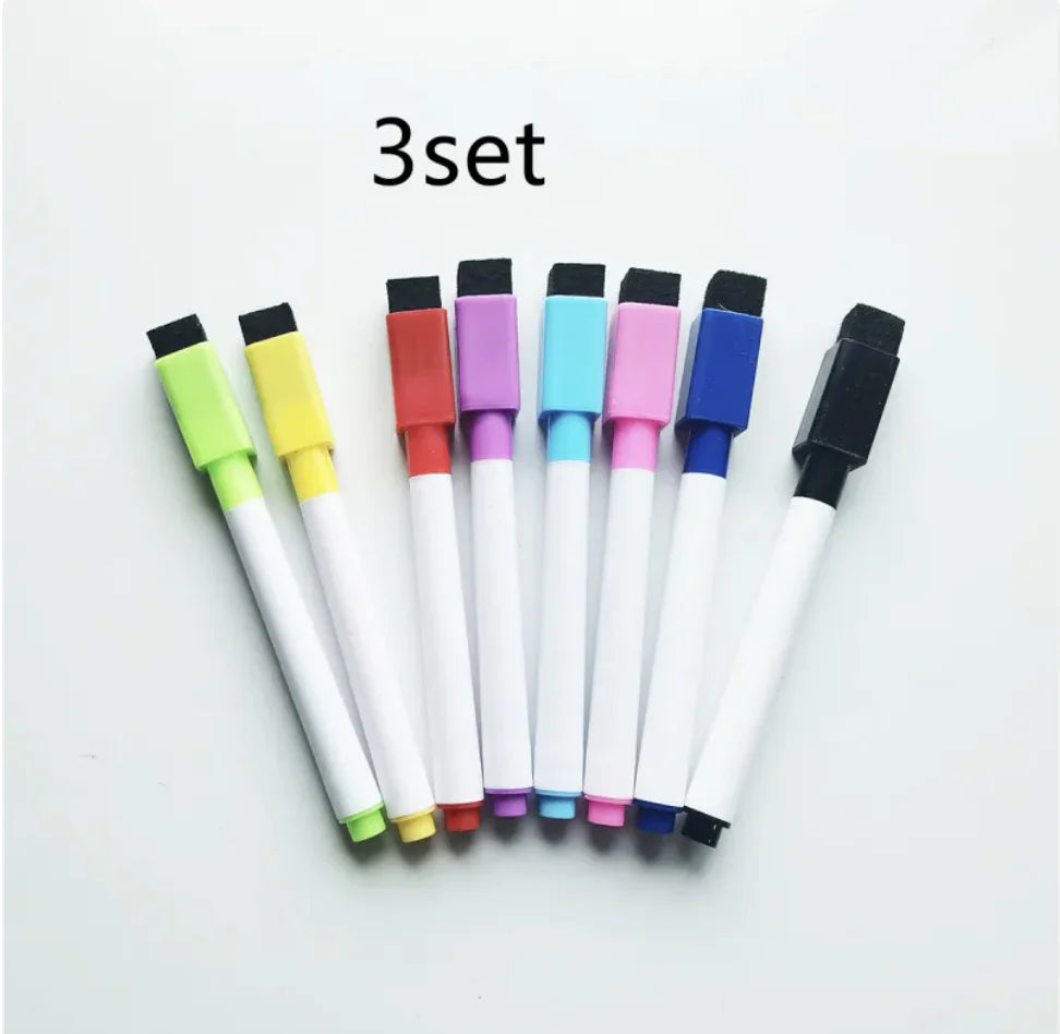 Eco-Friendly Whiteboard Markers with Eraser - 8-Piece Set for Kids