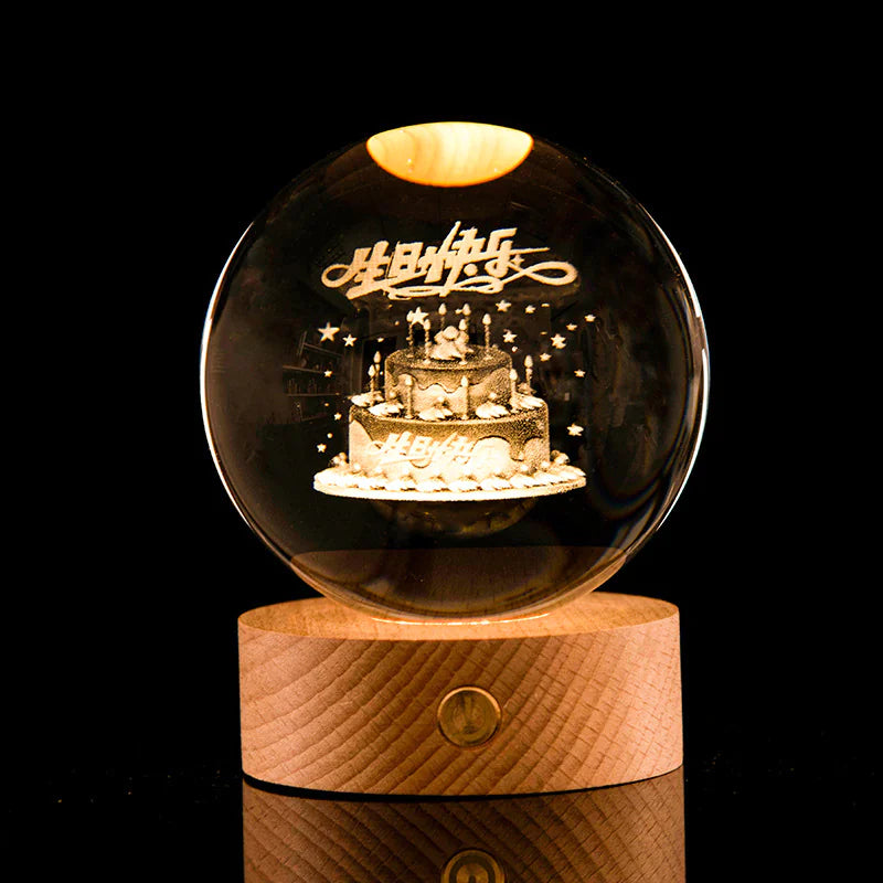 3D Laser-Etched Crystal Ball