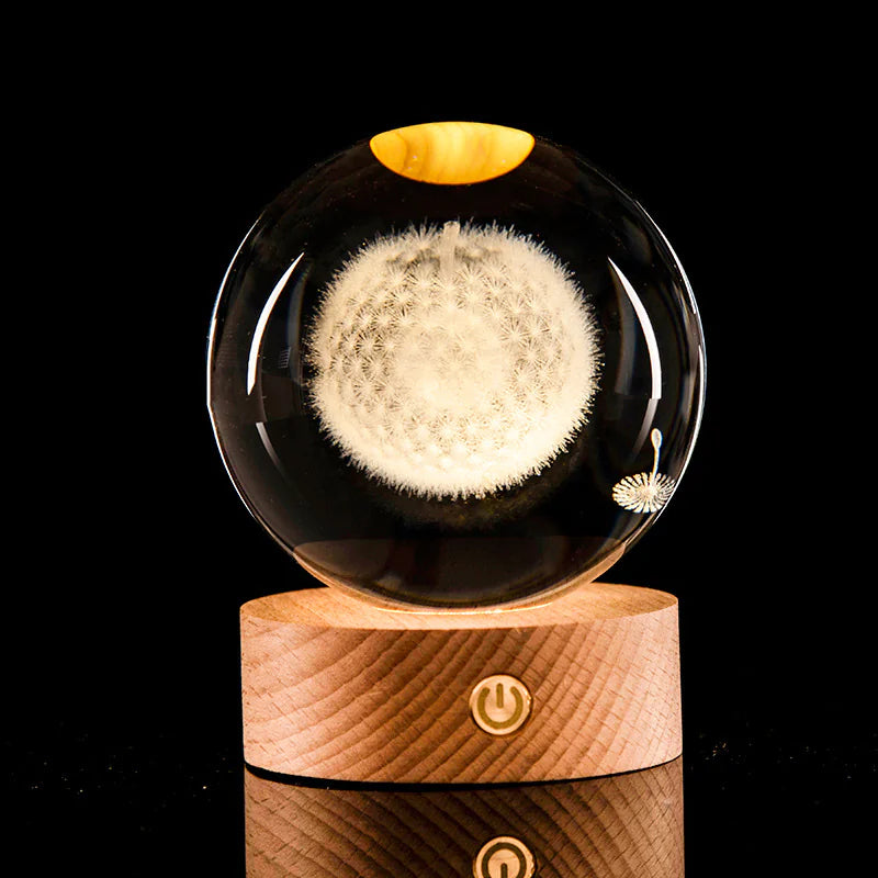 3D Laser-Etched Crystal Ball