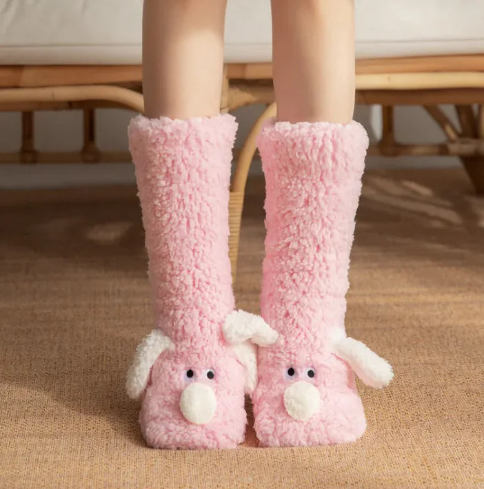 Women's Plush Winter Dog-Themed Socks