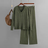V-Neck Wool Cashmere Knitted Set