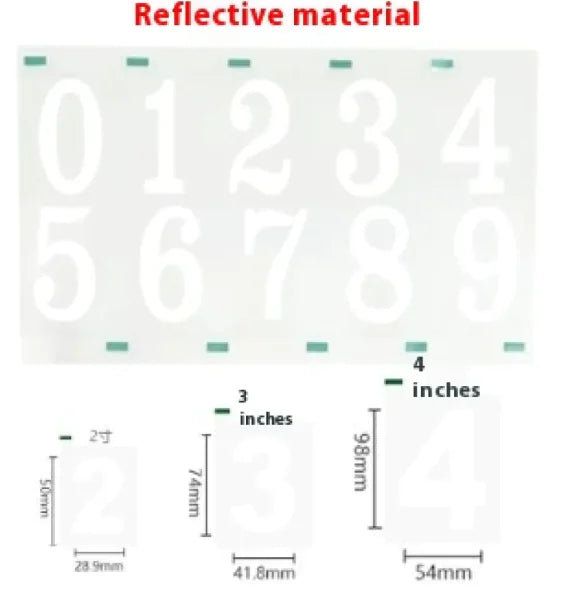Reflective PVC Number Stickers