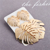 Large Metal Leaf Earrings