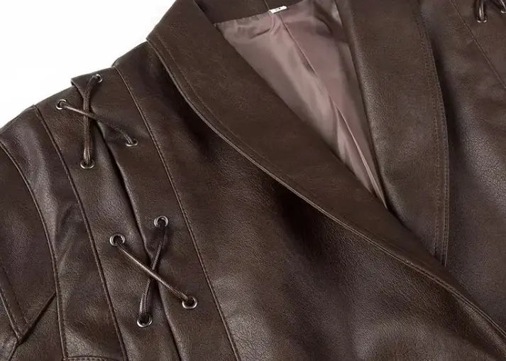 Women's Short Leather Jacket w/Belt