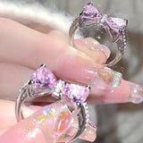 Pink Bow Zircon Princess Ring