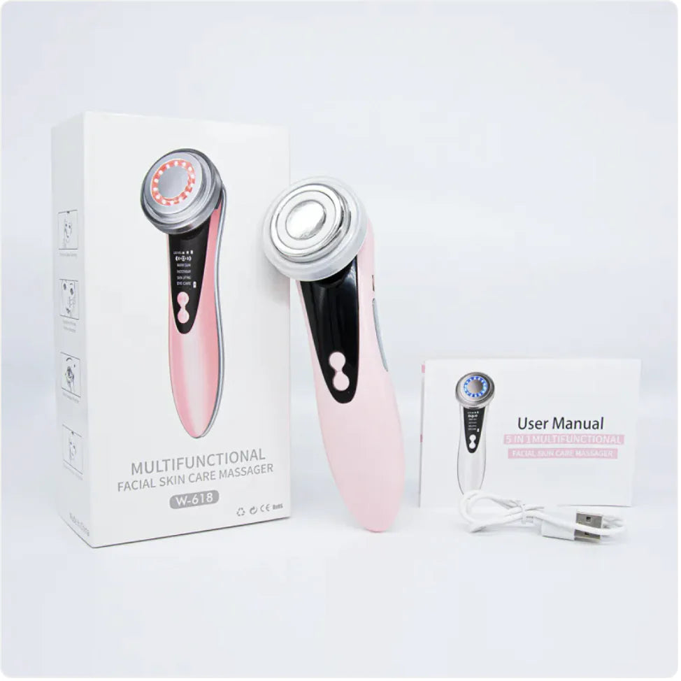 Iontophoresis Facial Skin Care Device with LED Light Therapy