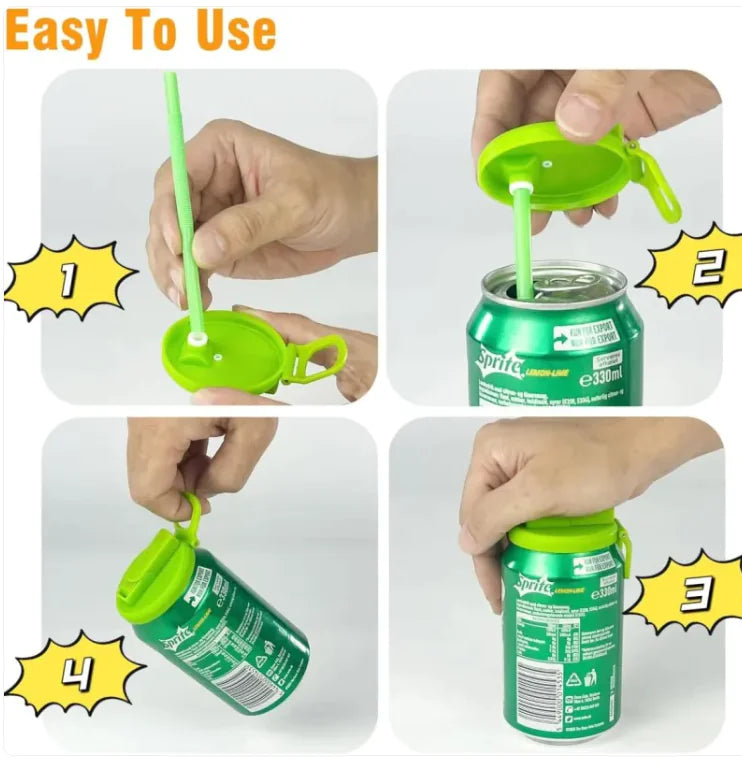 Silicone Soda Can Lid with Straw