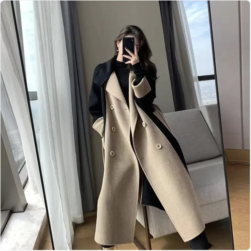 Women’s Double-Sided Fleece Wool Long Coat