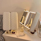 Desk Lamp With Three Fold LED Makeup Mirror