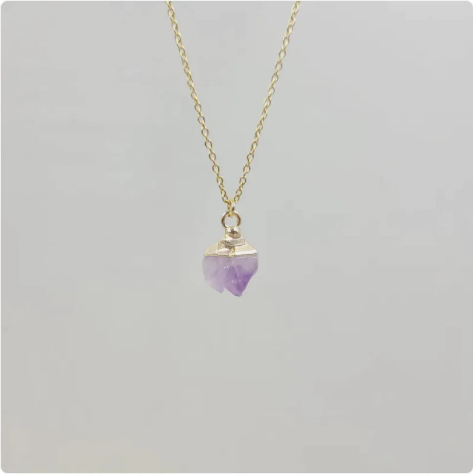 Natural Crystal Pendant Necklace with Stainless Steel Chain