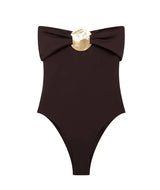 Women's Black Swimsuit with Metallic Accent