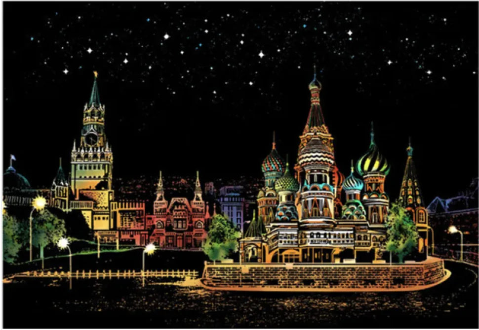 Creative Handmade City Night Scene Scraping Painting