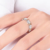 Women's Gold Plated Sepia Set Zircon Ring