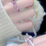 Pink Bow Zircon Princess Ring