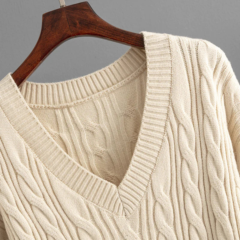 V-Neck Wool Cashmere Knitted Set