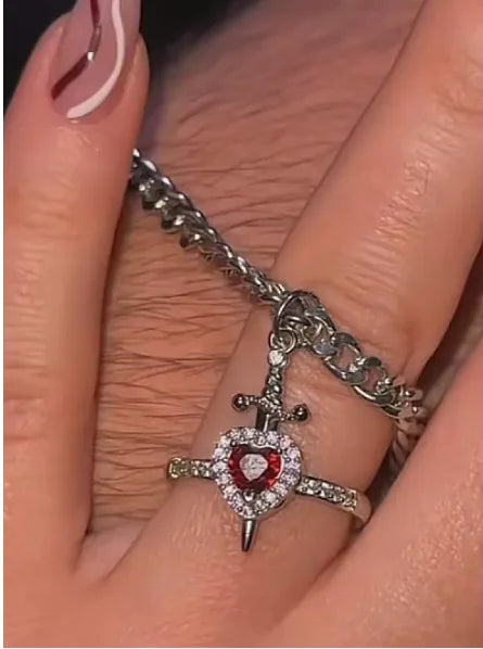 Gothic Punk Heart Dagger Necklace