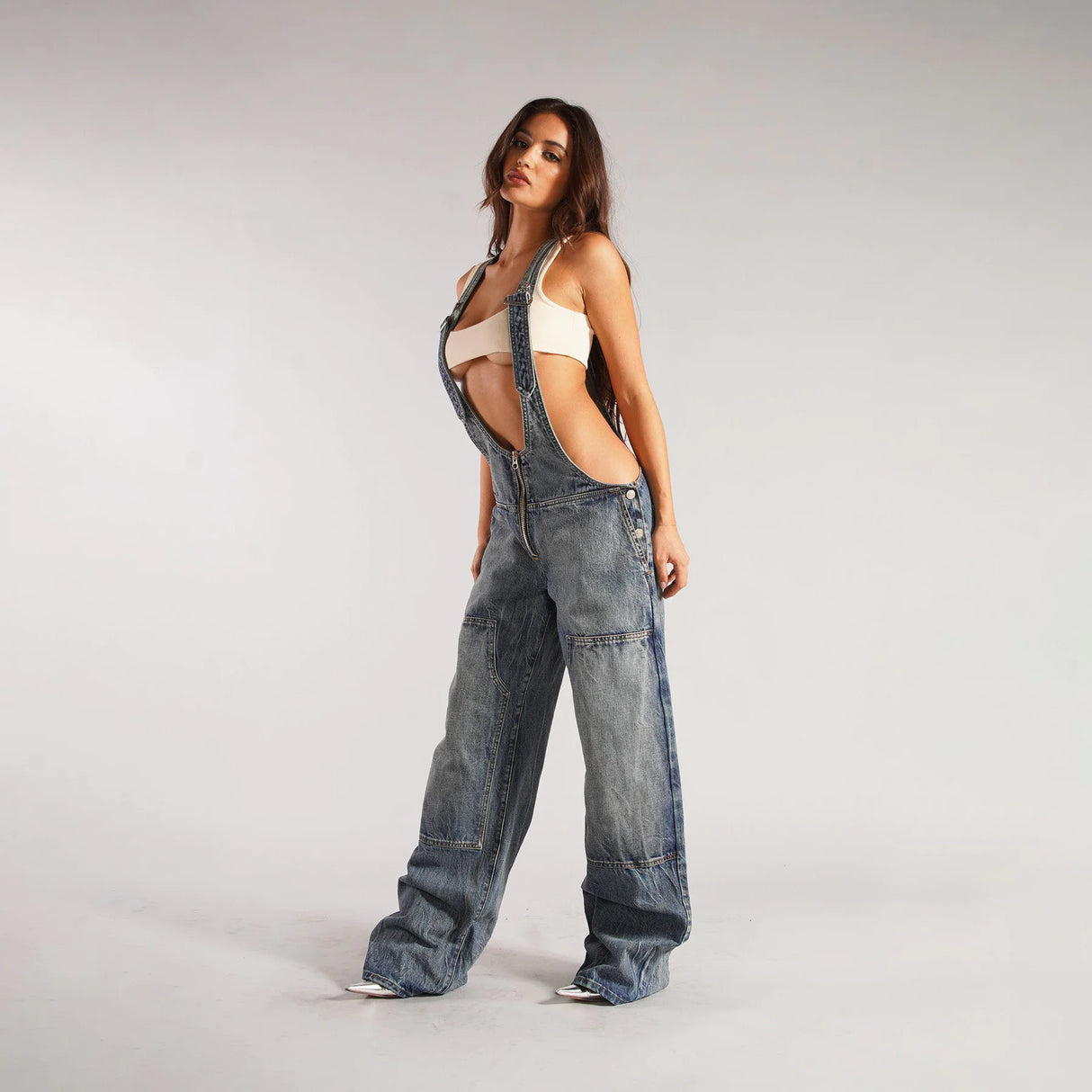Loose Fit Denim Overalls