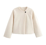 Women's Square Collar Woolen Coat