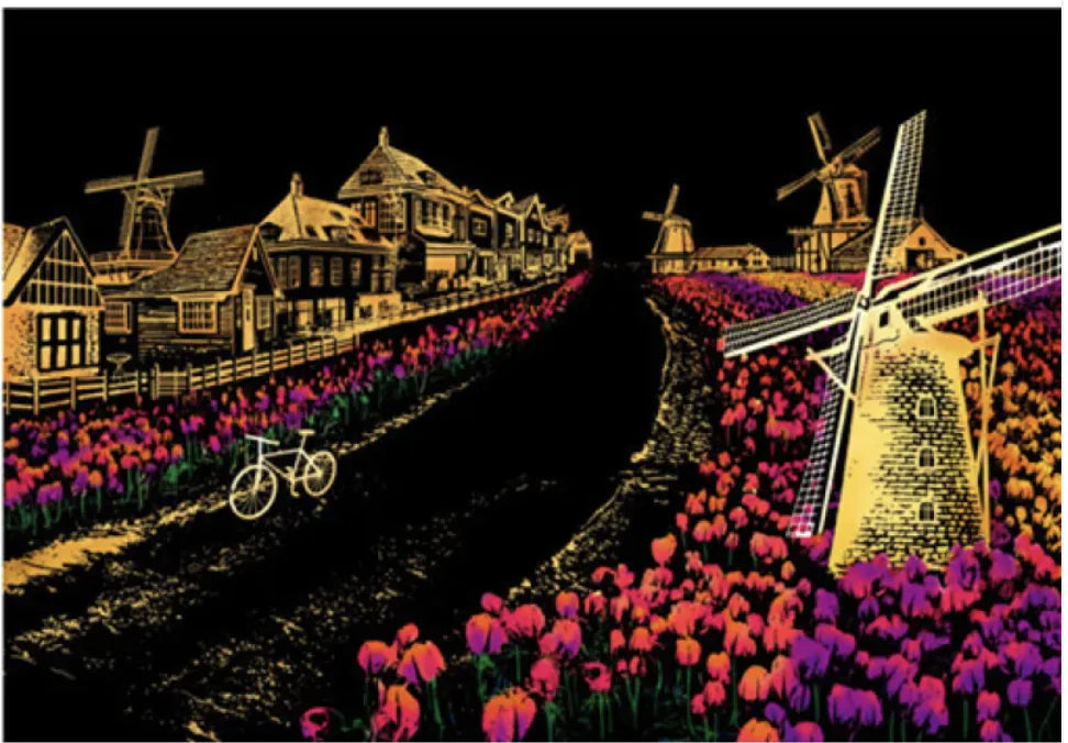 Creative Handmade City Night Scene Scraping Painting