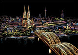 Creative Handmade City Night Scene Scraping Painting