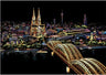 Creative Handmade City Night Scene Scraping Painting