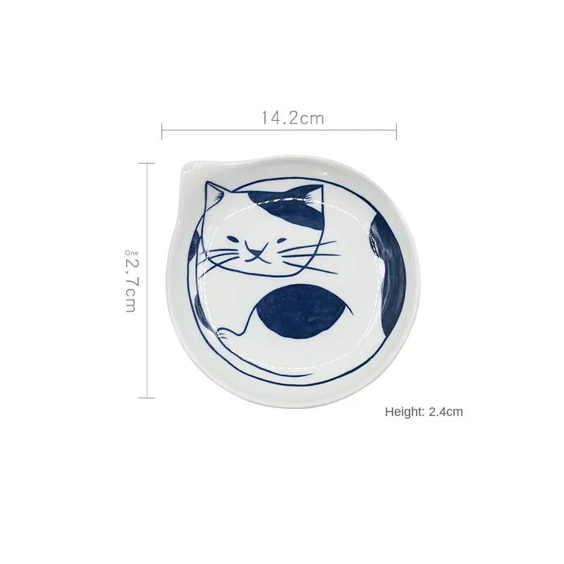 Cat Shaped Japanese Ceramic Plate