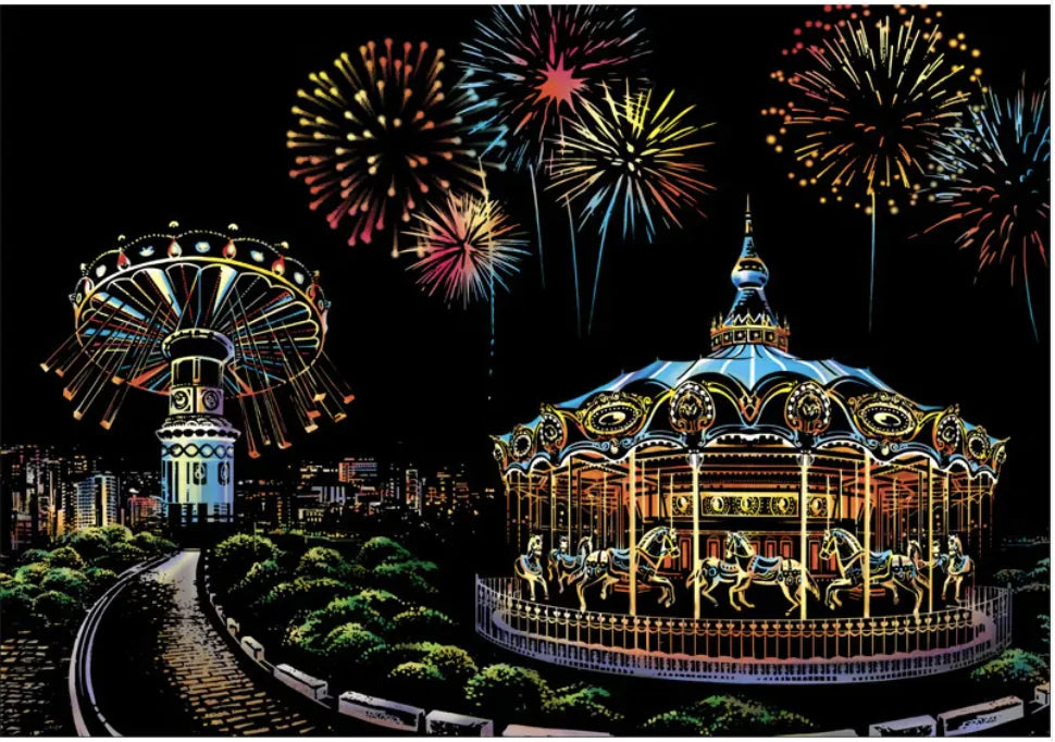 Creative Handmade City Night Scene Scraping Painting